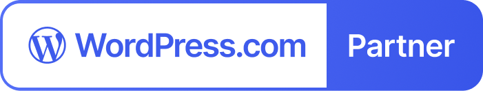 A WordPress logo icon that reads "Wordpress Partner," indicating that this agency has a partnership with popular web hosting platform WordPress.com